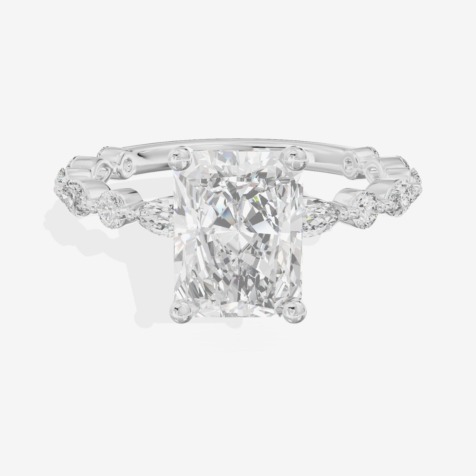 Solea Cathedral 2mm Radiant Engagement Ring with Side Stones (1/2 ct. tw.) in Platinum