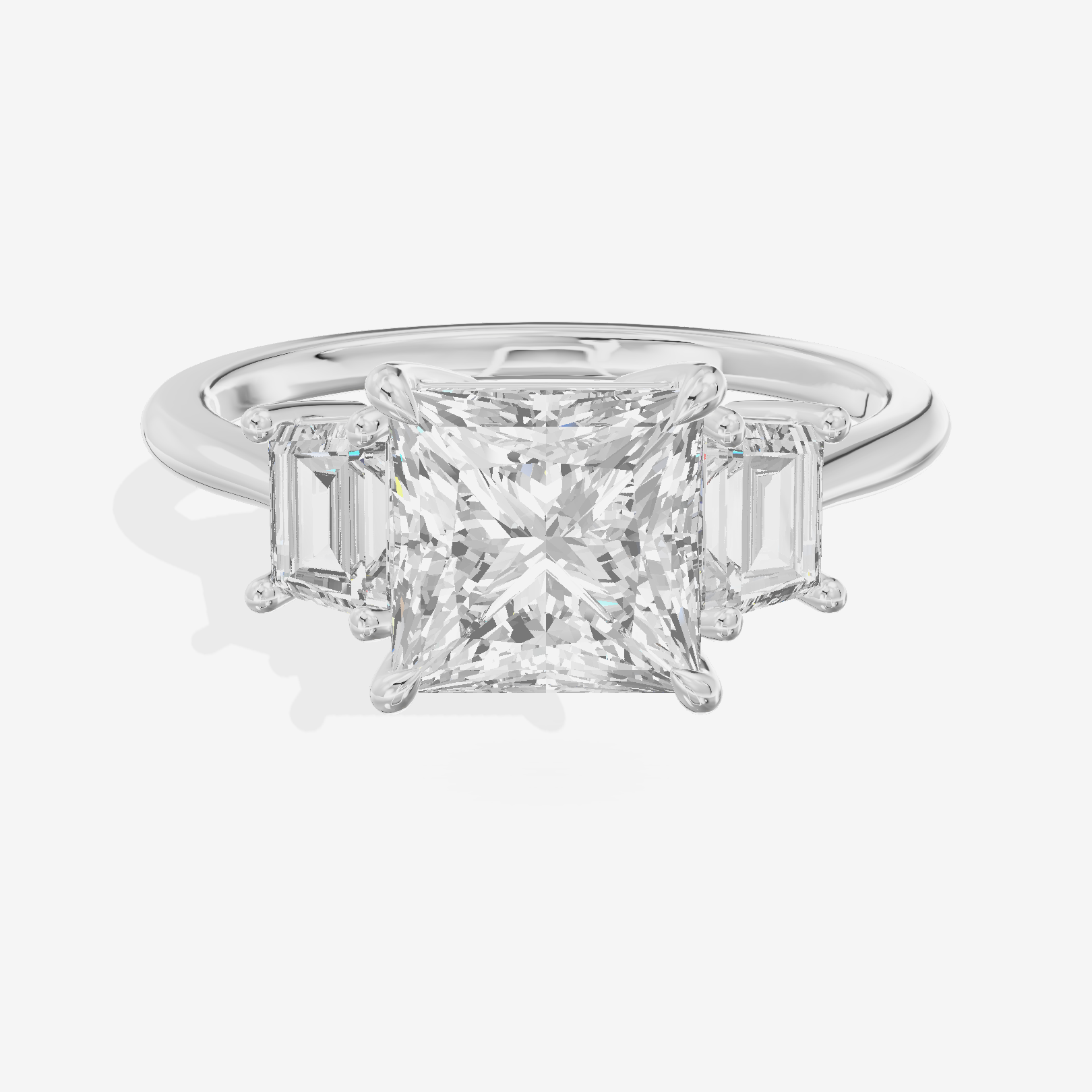 Triade Side Stone Princess Three Stone Engagement Ring (2/5 ct. tw.) in Platinum