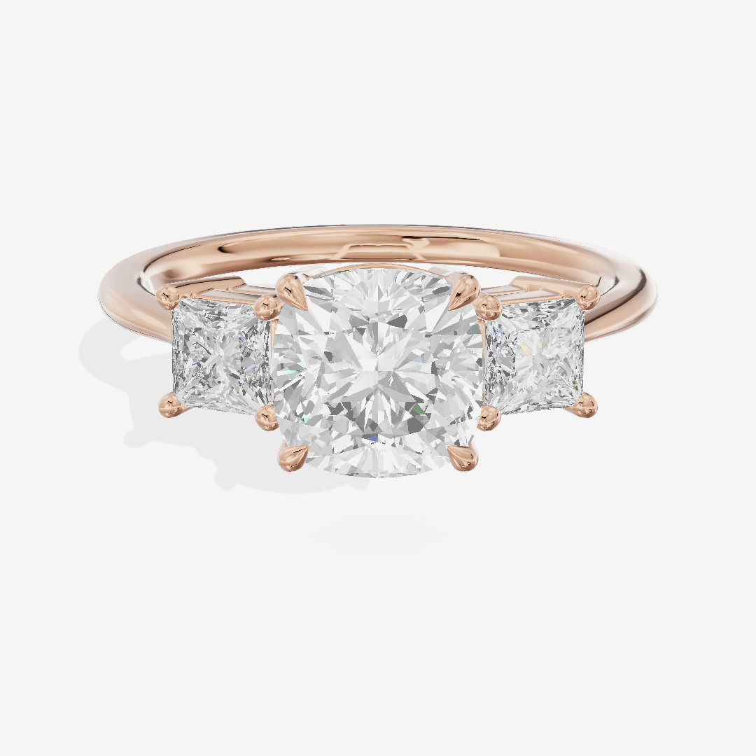 Belovae Anniversary Anniversary Cushion Three Stone Engagement Ring (1/2 ct. tw.) in 14K Rose Gold