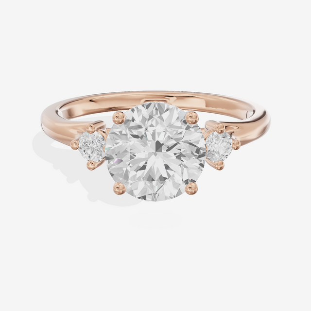 Sincere Three Stone Round Engagement Ring (1/6 ct. tw.) in 14K Rose Gold