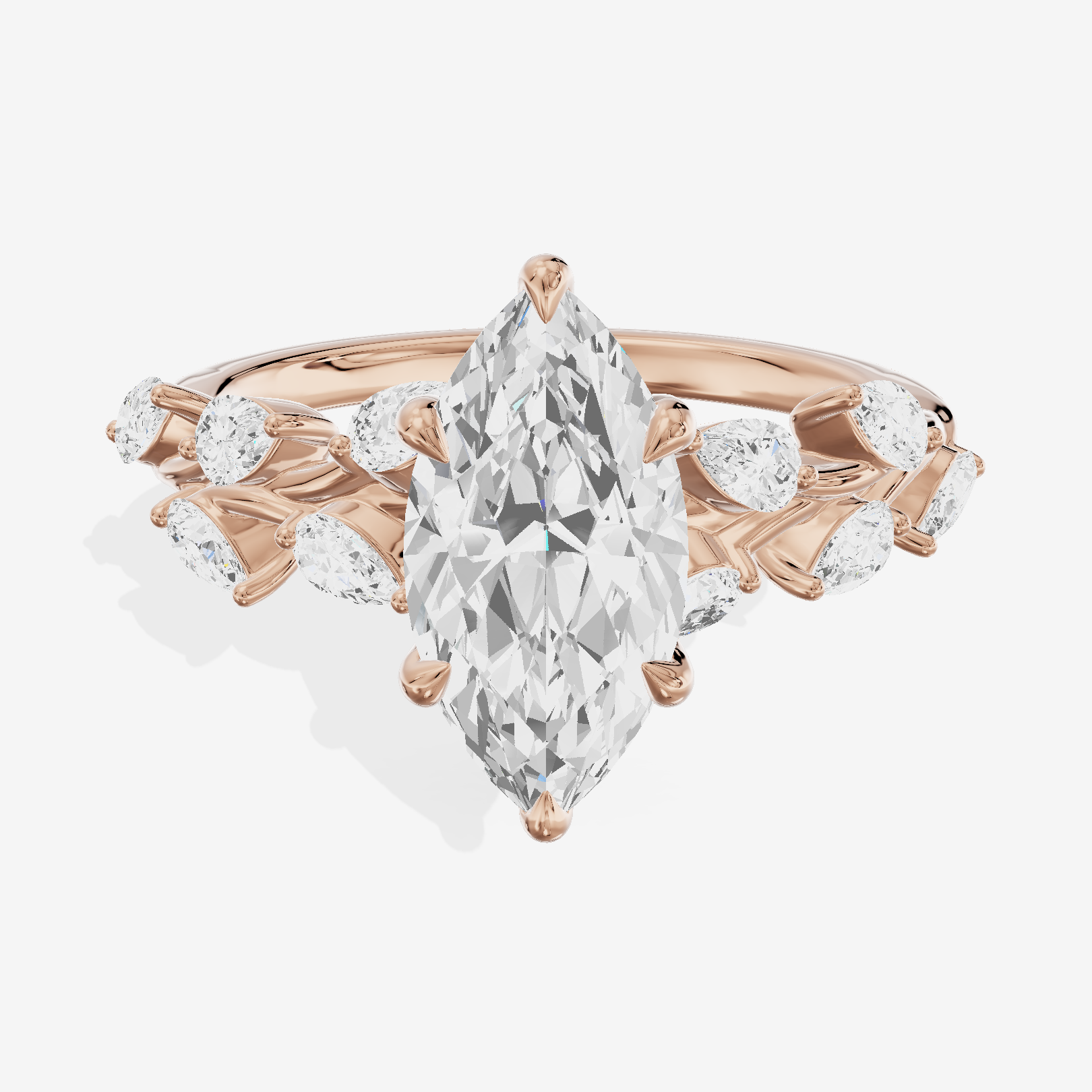 Classic Promezza Marquise Engagement Ring with Side Stones (1/2 ct. tw.) in 18K Rose Gold