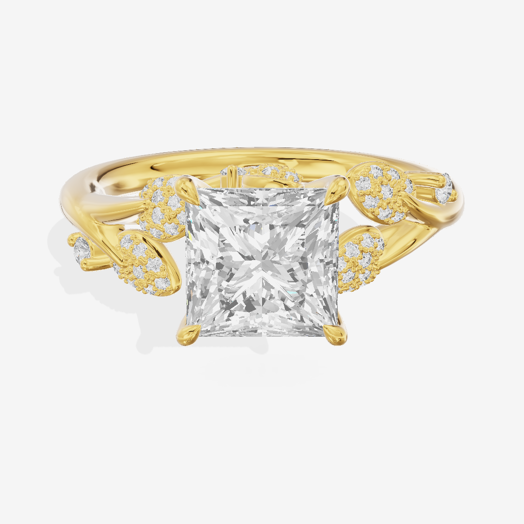 Lightwoven Princess Engagement Ring with Side Stones (1/6 ct. tw.) in 18K Yellow Gold