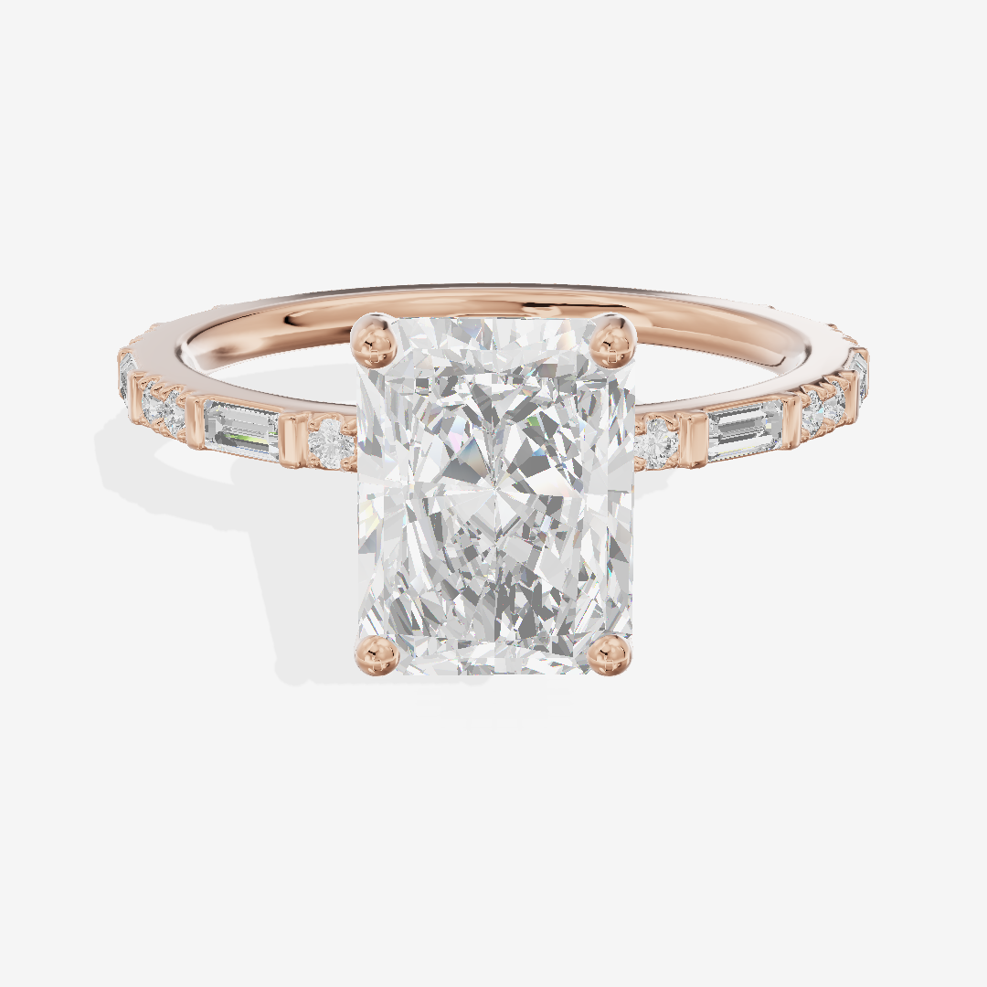 Selenia Cathedral 1.5mm Radiant Solitaire Engagement Ring in 14K Rose Gold