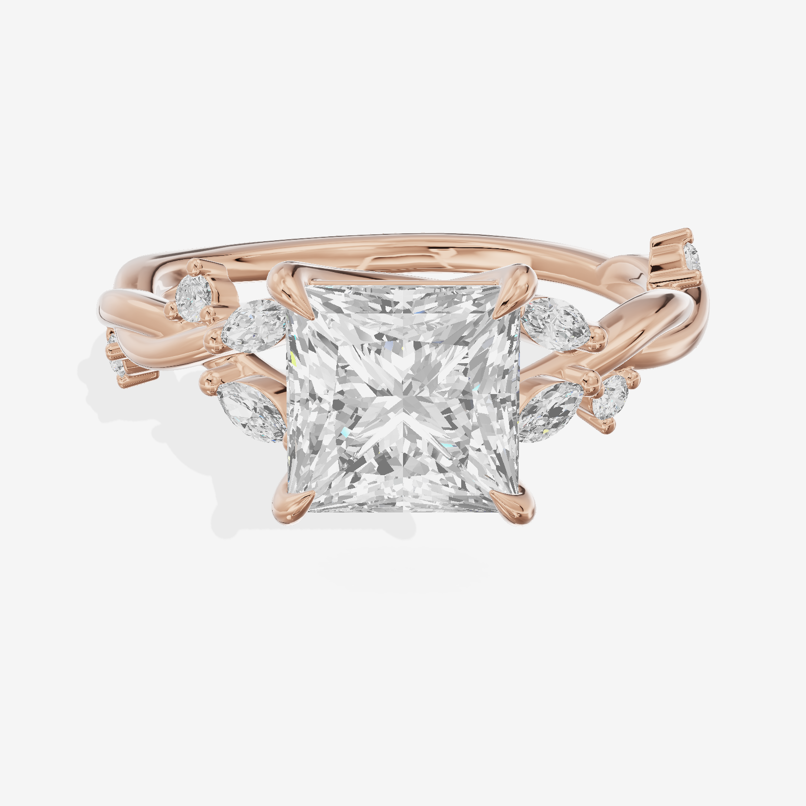 Twined Vowsae Princess Twisted Engagement Ring (1/6 ct. tw.) in 18K Rose Gold
