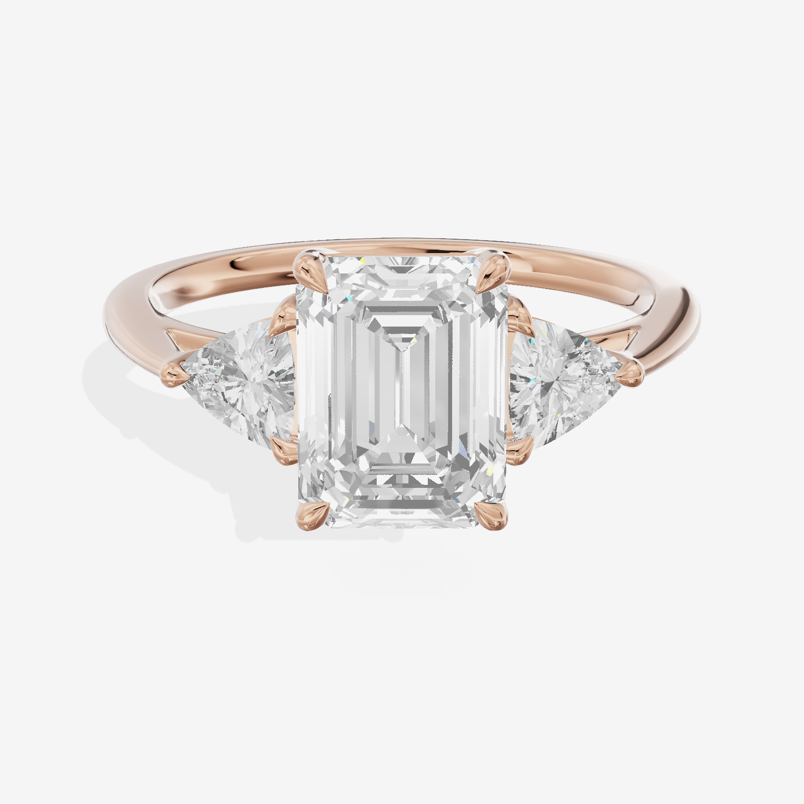Coeurine Three Stone Emerald Engagement Ring (1/8 ct. tw.) in 18K Rose Gold