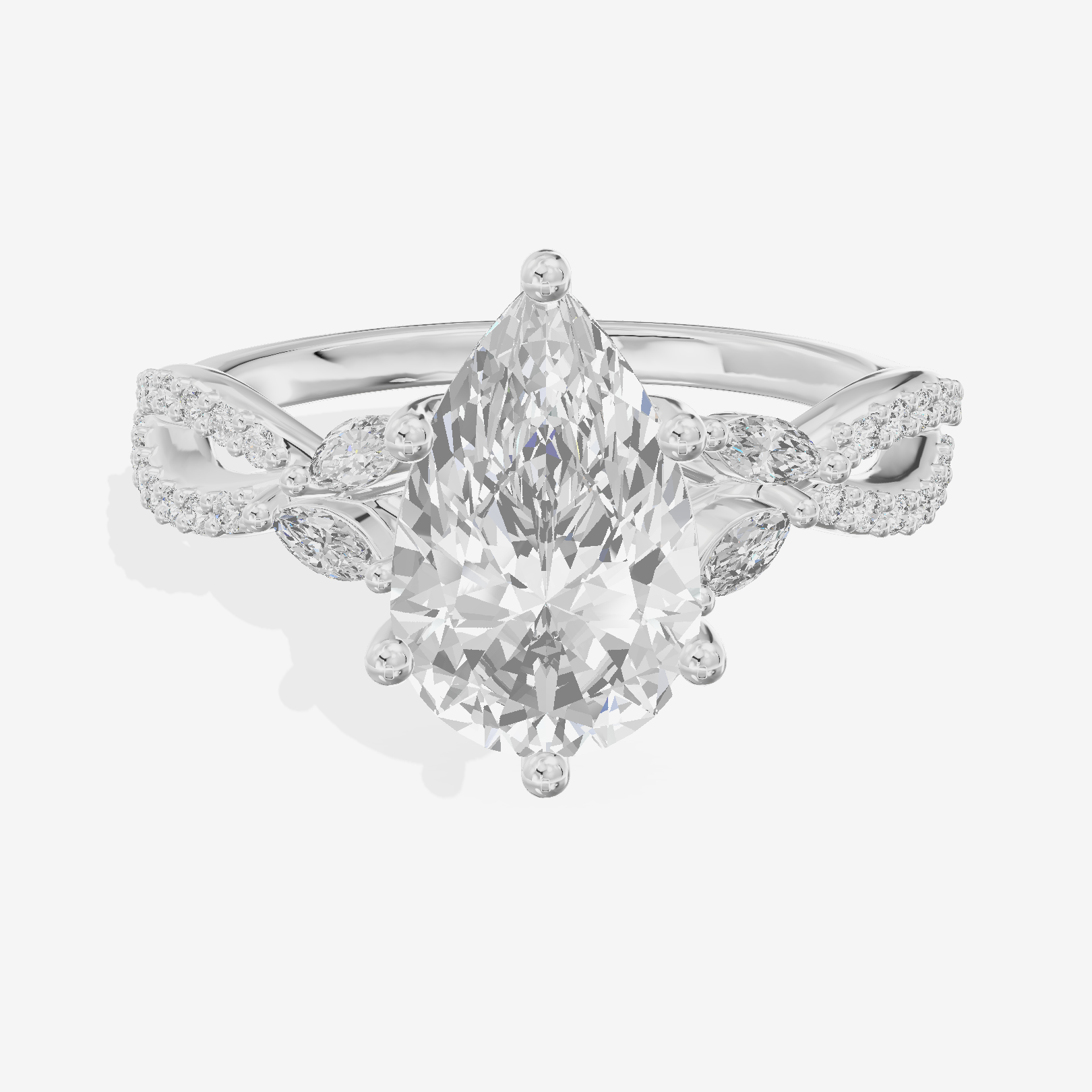 Luxe Lumera Pear Engagement Ring with Side Stones (1/4 ct. tw.) in Platinum