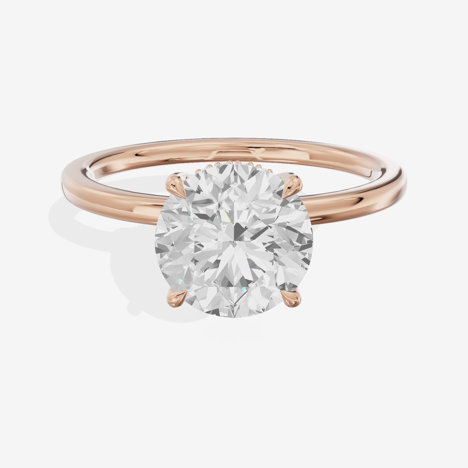Grand Aimora Round Engagement Ring with Hidden Halos (1/20 ct. tw.) in 18K Rose Gold