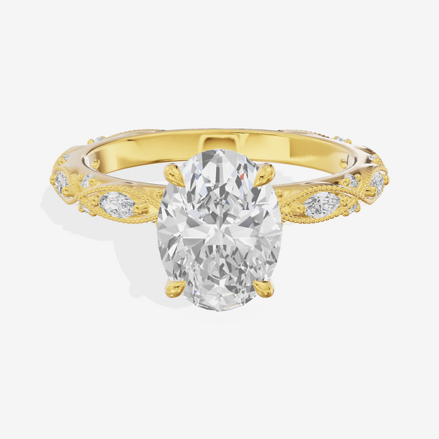Vintage Whisper Oval Engagement Ring (1/4 ct. tw.) in 18K Yellow Gold