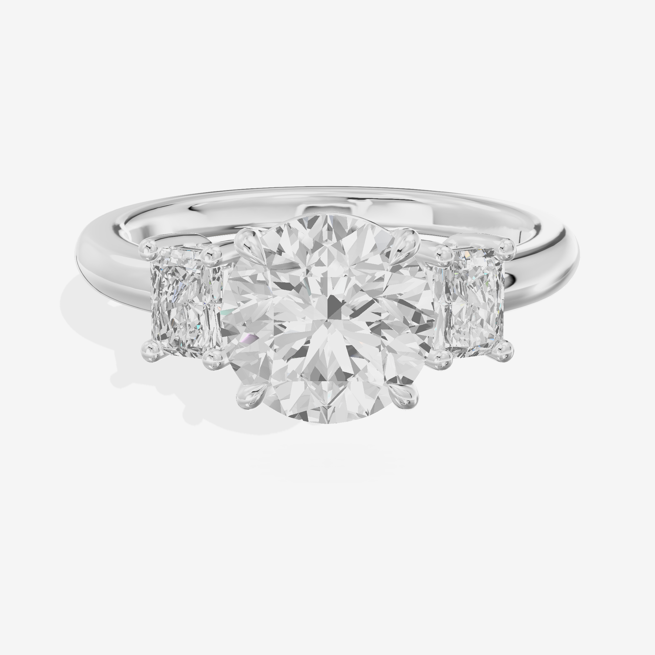 Grand Coeurine Three Stone Round Engagement Ring (3/8 ct. tw.) in 18K White Gold