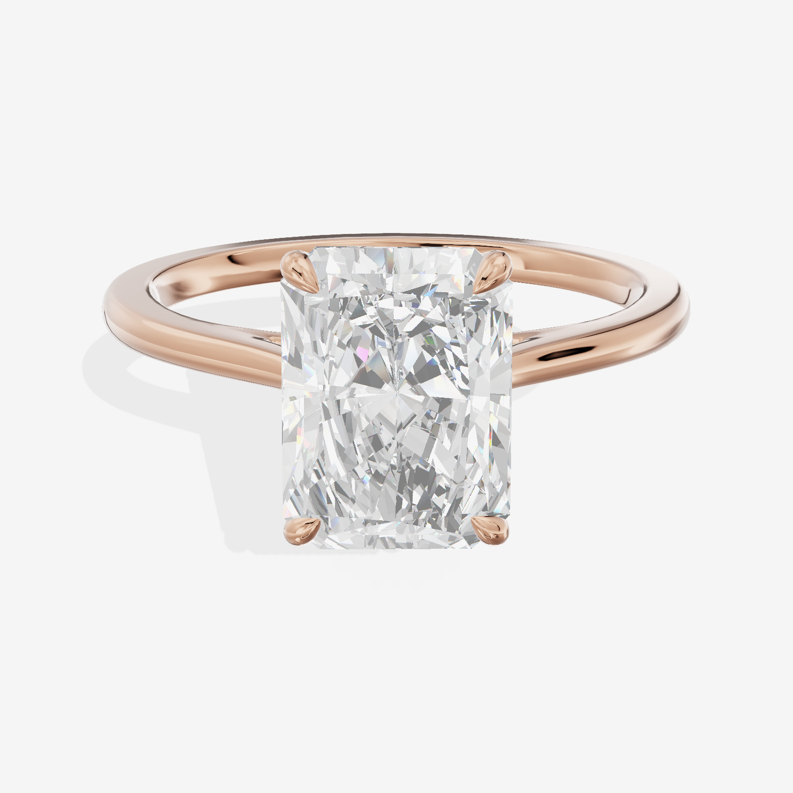 Coeurine Cathedral 1.5mm Radiant Solitaire Engagement Ring in 18K Rose Gold