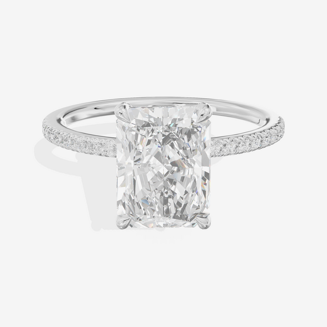 Bowed Sincere Radiant Engagement Ring with Side Stones (1/4 ct. tw.) in Platinum