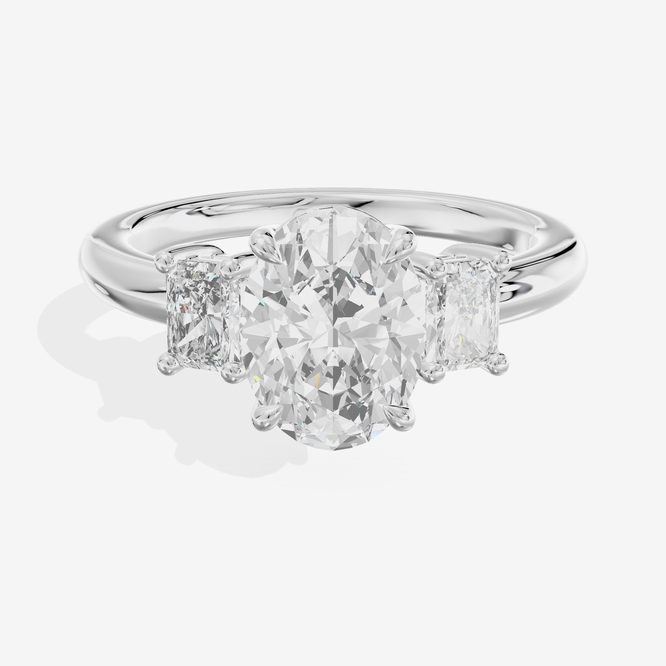 Grand Coeurine Three Stone Oval Engagement Ring (3/8 ct. tw.) in Platinum
