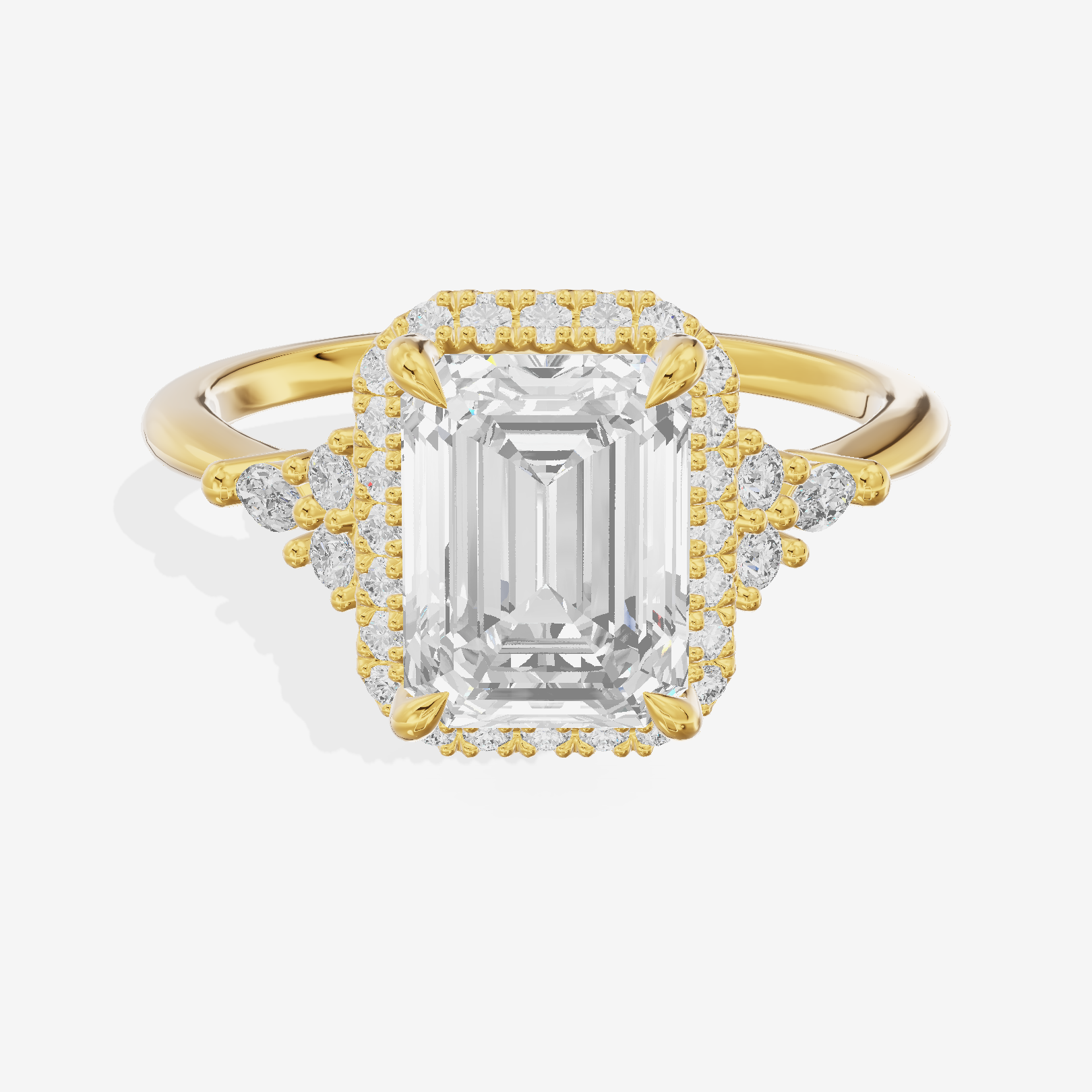 Clusta Halo Emerald Engagement Ring (1/2 ct. tw.) in 14K Yellow Gold