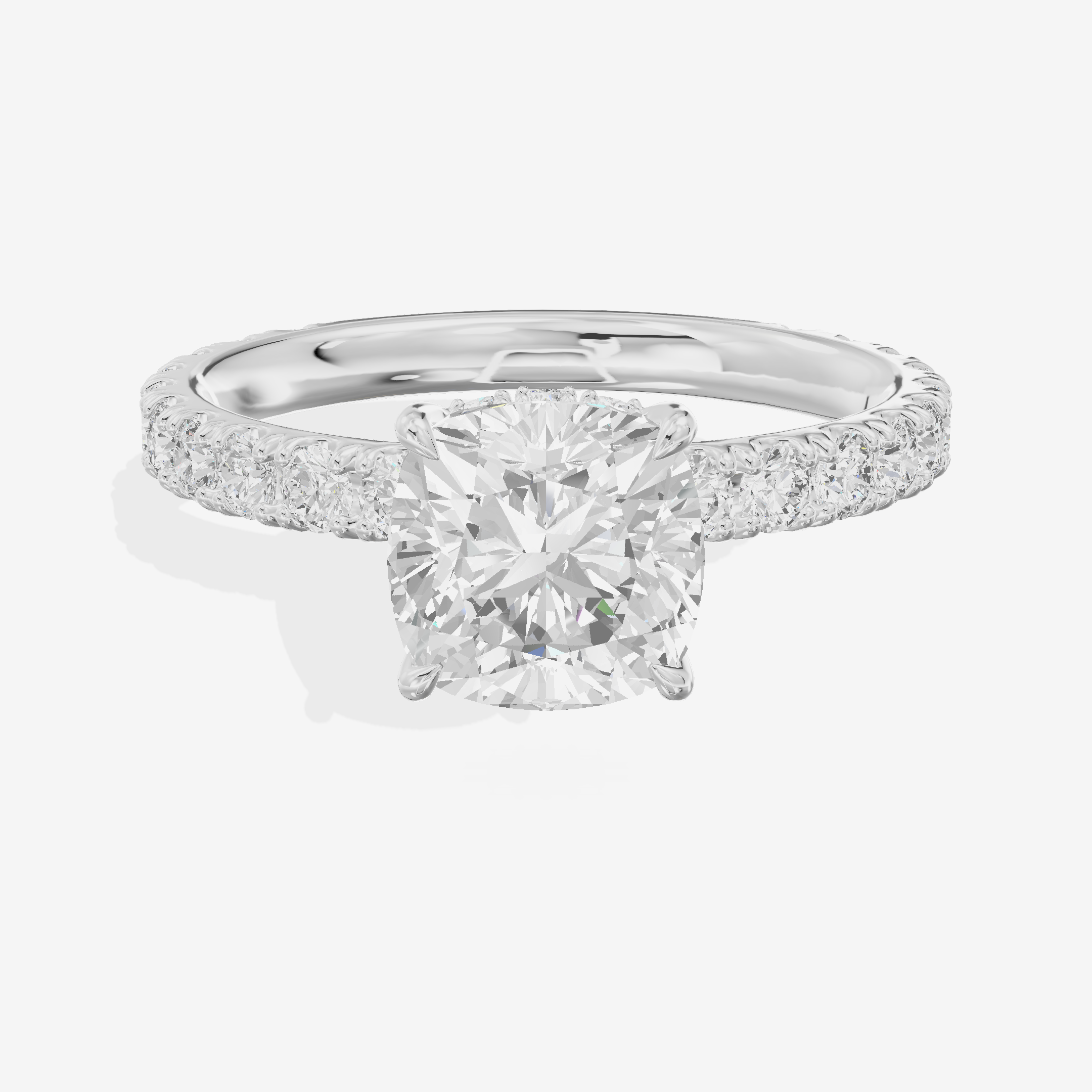 Grand Coeurine Cushion Engagement Ring with Side Stones (3/5 ct. tw.) in Platinum