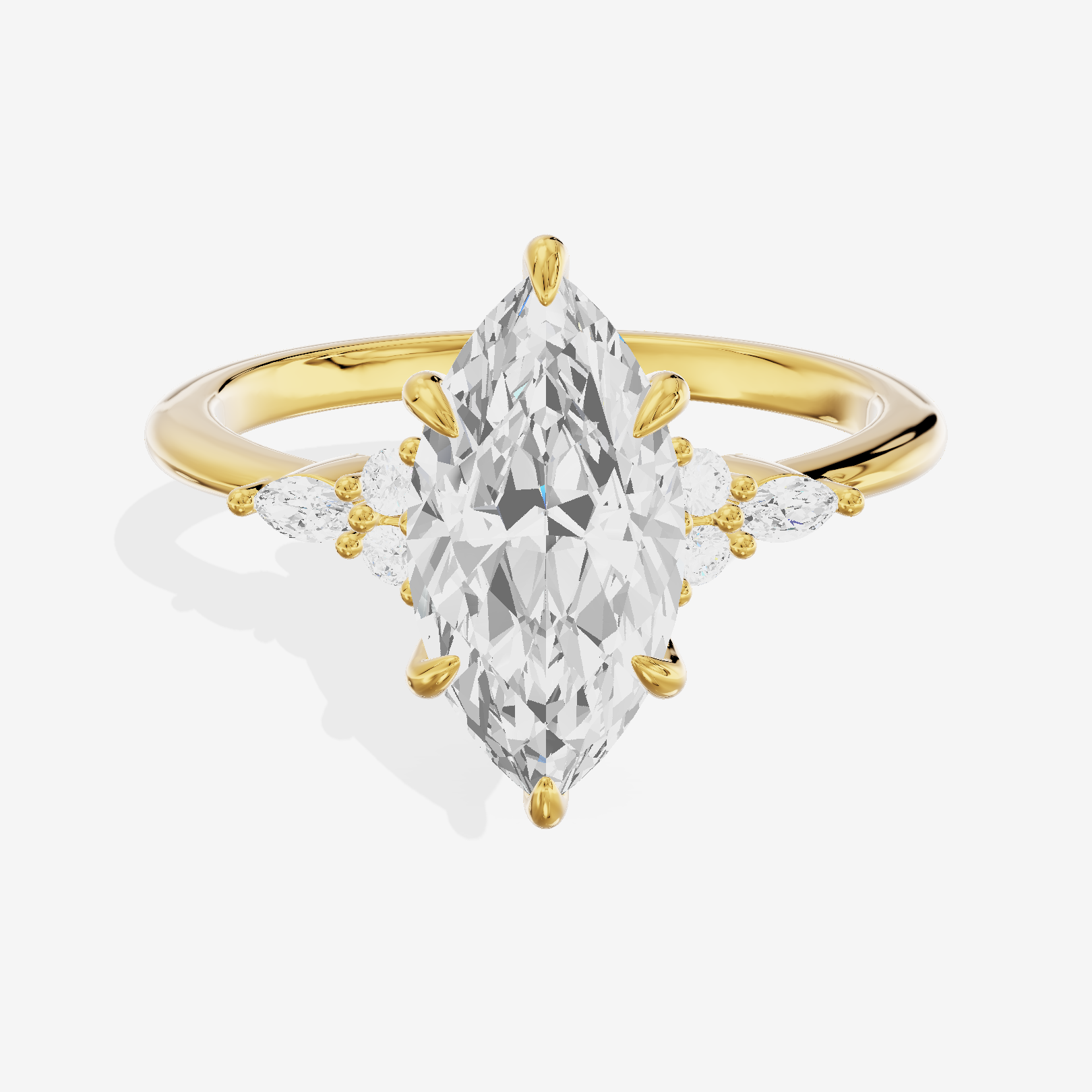 Luxe Tender Marquise Engagement Ring with Side Stones (1/8 ct. tw.) in 14K Yellow Gold