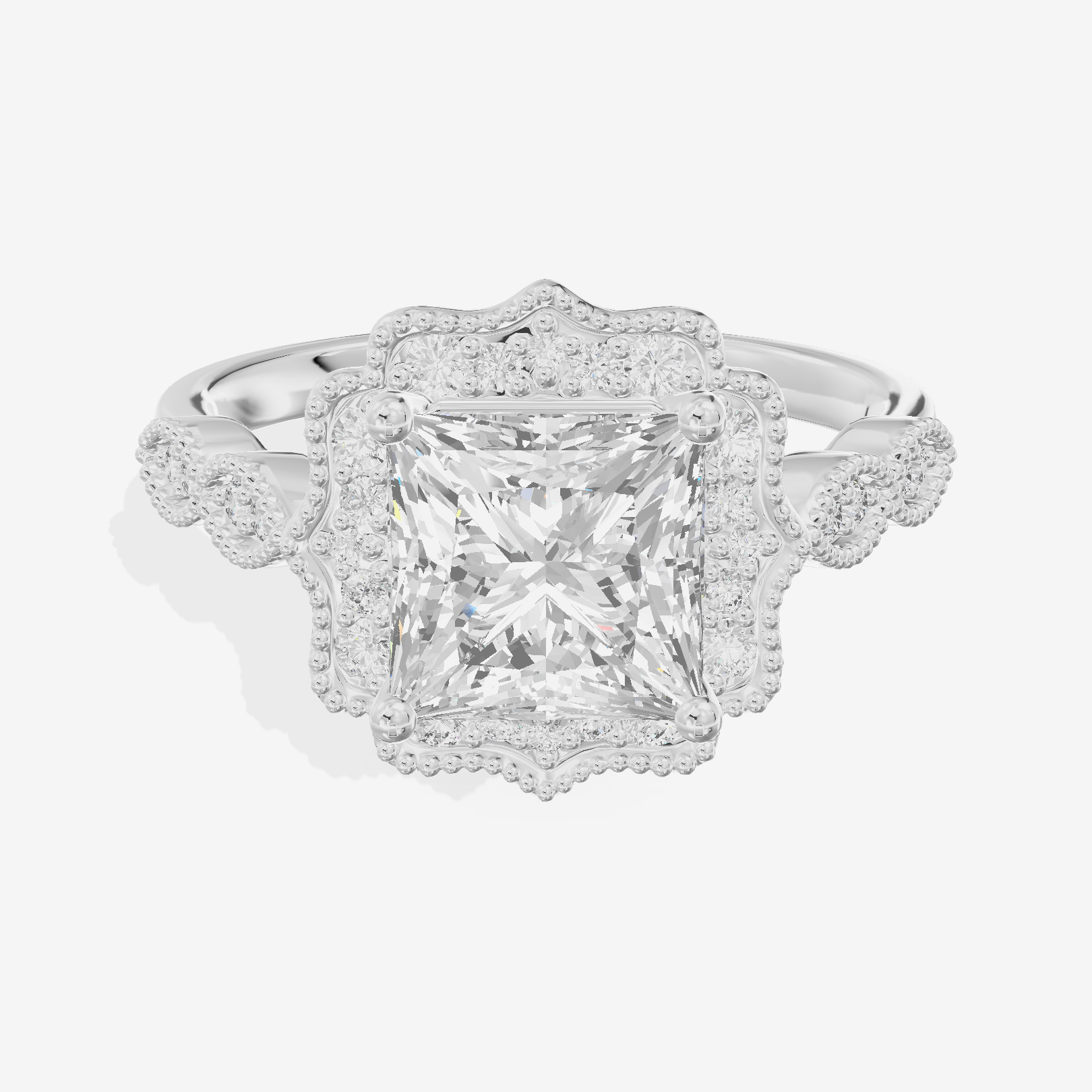 Luxe Liviana Princess Halo Engagement Ring (2/3 ct. tw.) in Platinum