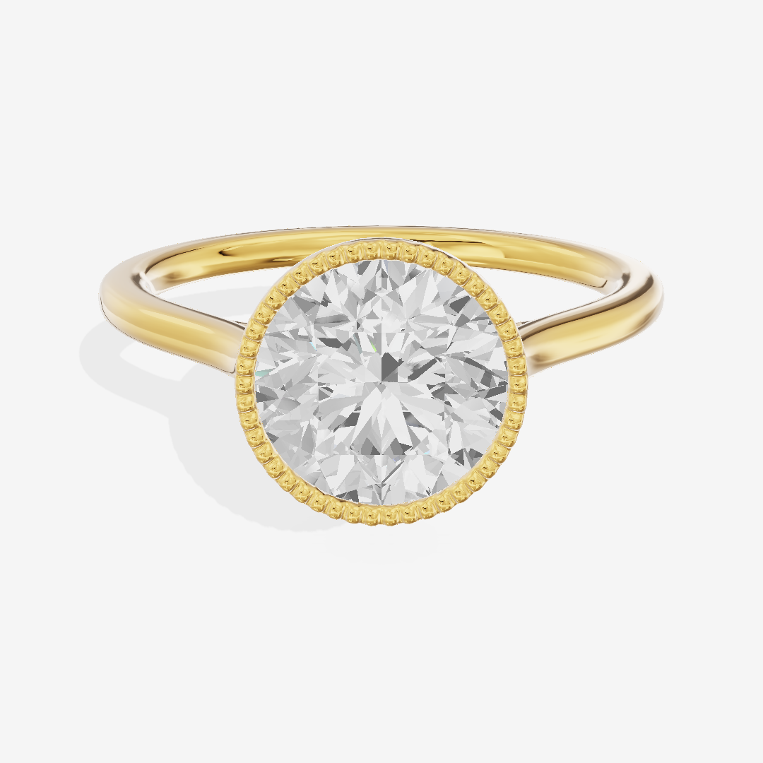 Modern Coeurine 1.5mm Round Bezel Engagement Ring in 18K Yellow Gold