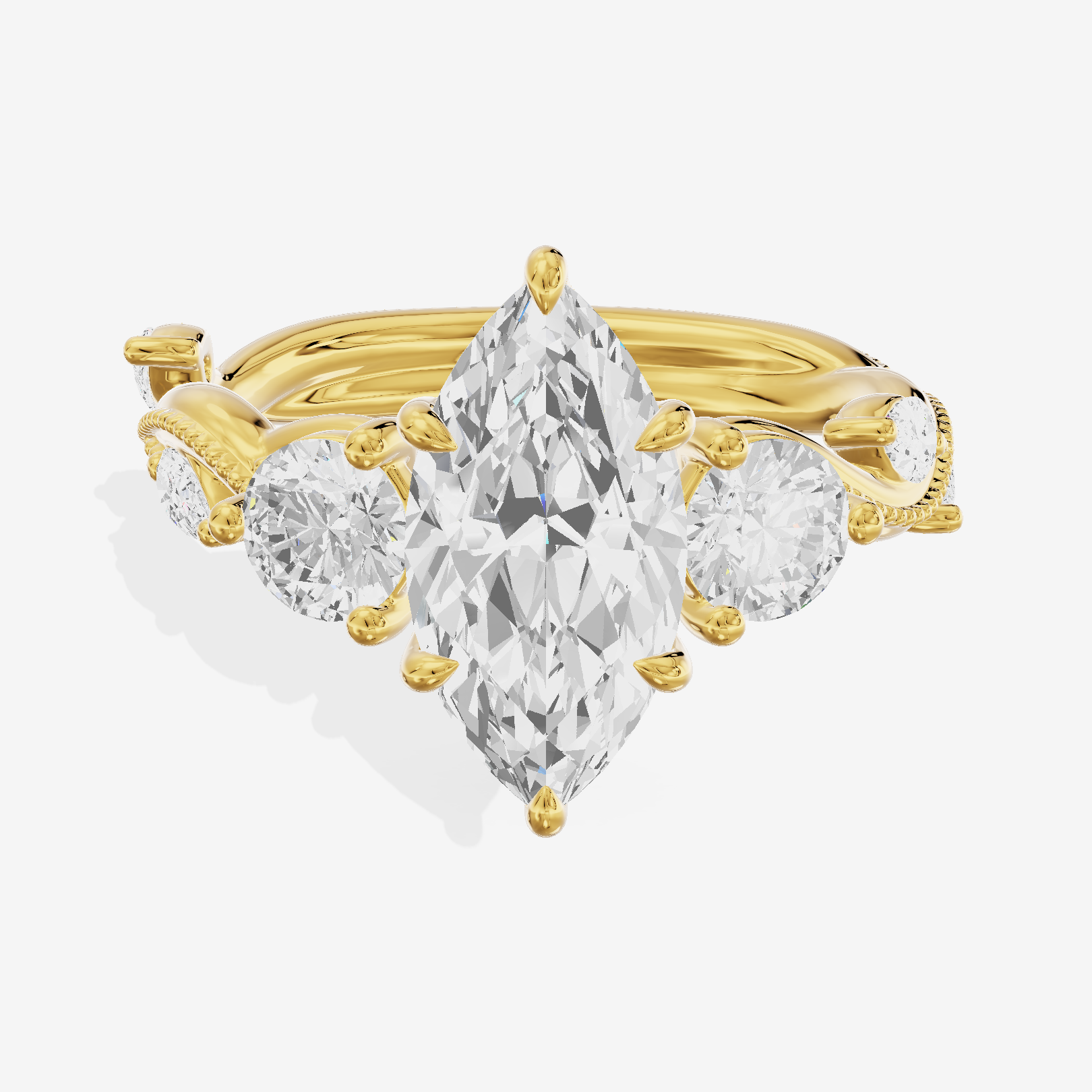 Triade Marquise Three Stone Engagement Ring (1/10 ct. tw.) in 14K Yellow Gold