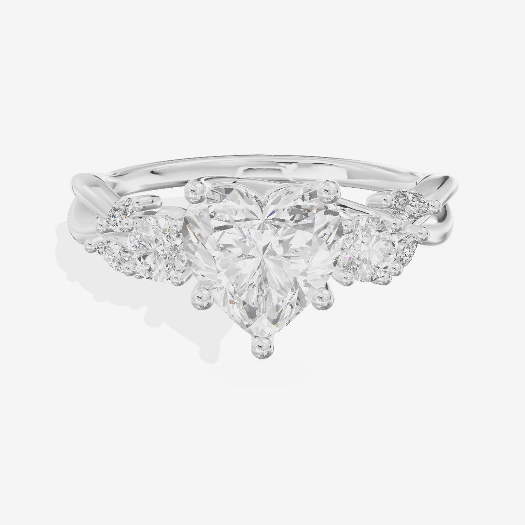 Twine Three Stone Heart Engagement Ring (1/3 ct. tw.) in 18K White Gold