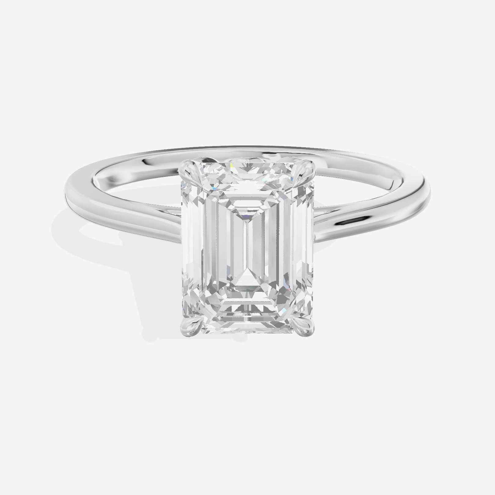 Coeurine Cathedral 1.5mm Emerald Solitaire Engagement Ring in Platinum