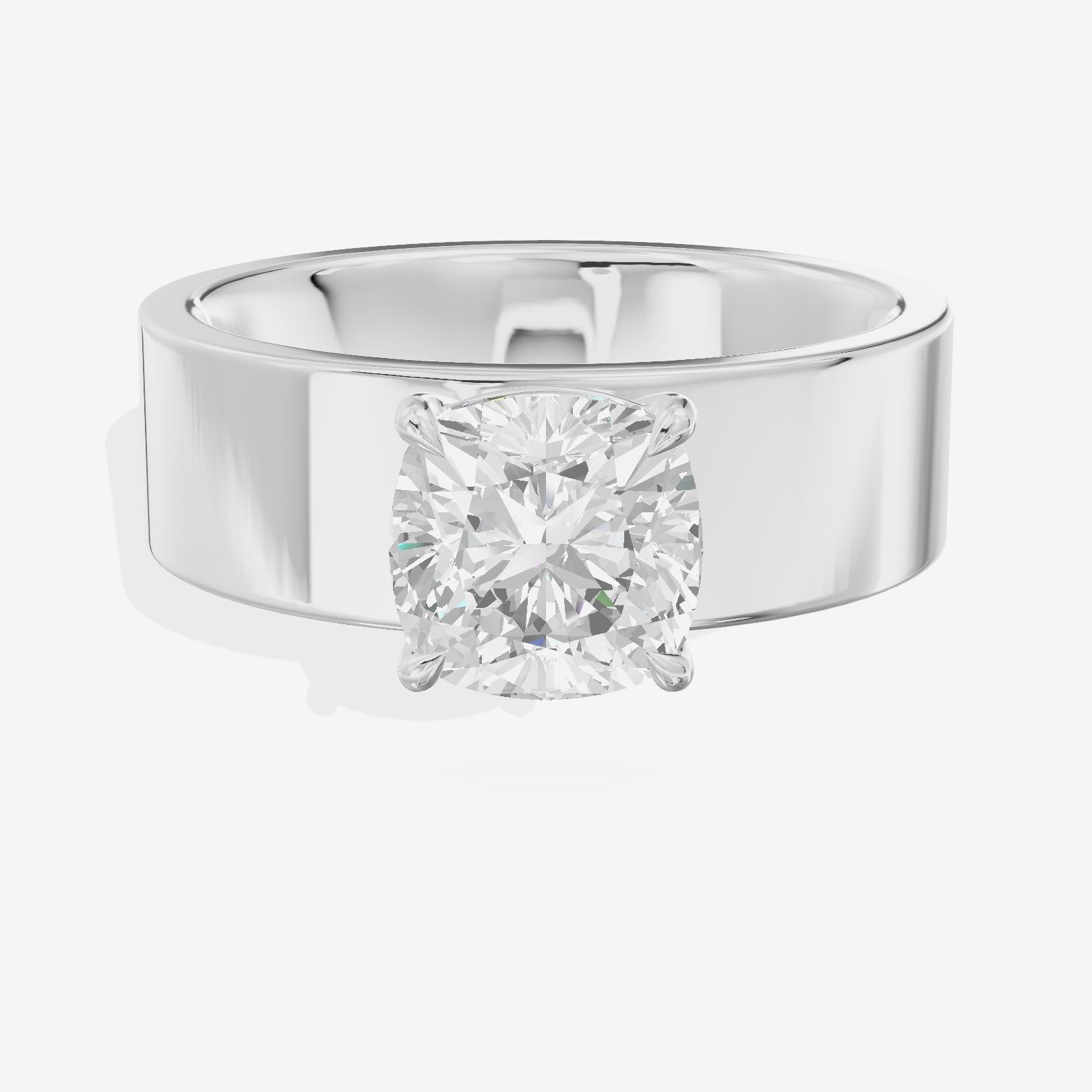 Aimora Solitaire 6mm Cushion Engagement Ring in 14K White Gold