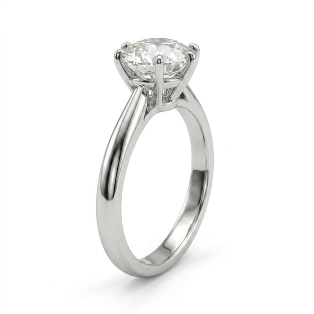 Cathedral Solitaire Round Engagement Ring (2.11 ct.) in Platinum