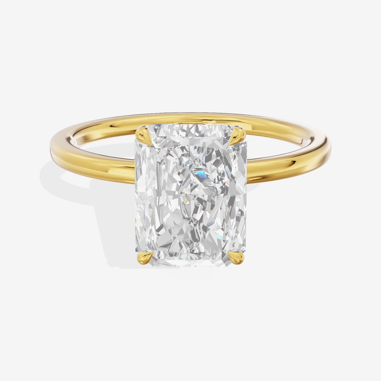 Tender Aimora Radiant Engagement Ring with Hidden Halos (1/20 ct. tw.) in 14K Yellow Gold