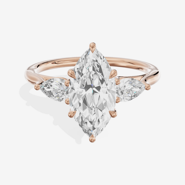 Luxe Sincere Three Stone Marquise Engagement Ring (2/5 ct. tw.) in 18K Rose Gold