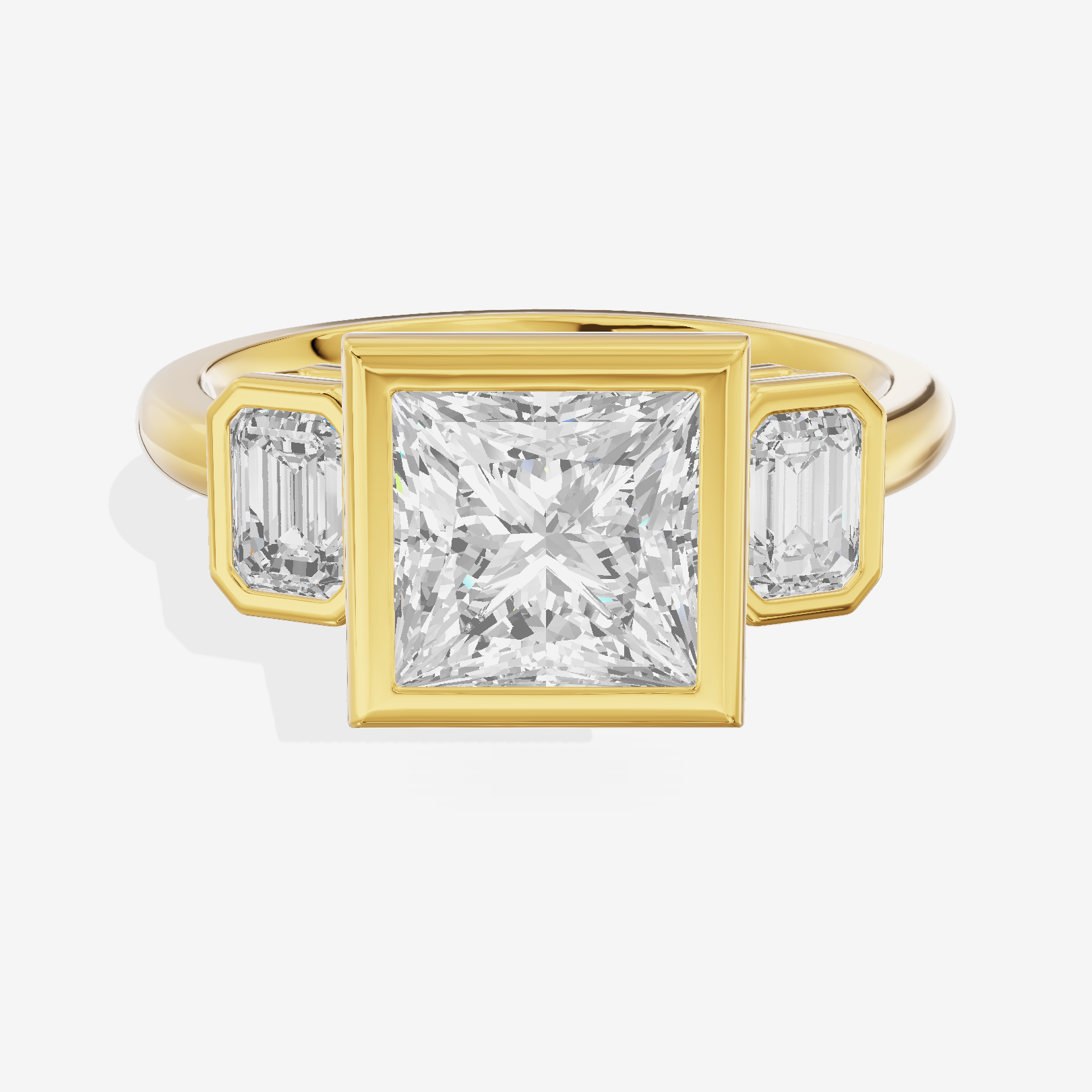 Selenia Three Stone Princess Engagement Ring (1/2 ct. tw.) in 18K Yellow Gold