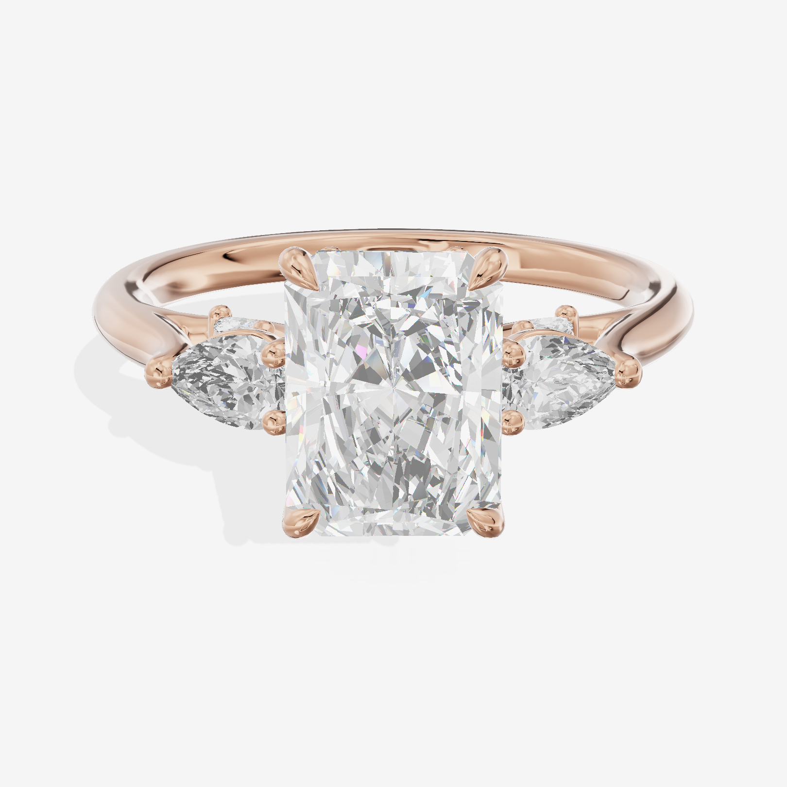 Classic Vowsae Three Stone Radiant Engagement Ring (3/5 ct. tw.) in 18K Rose Gold