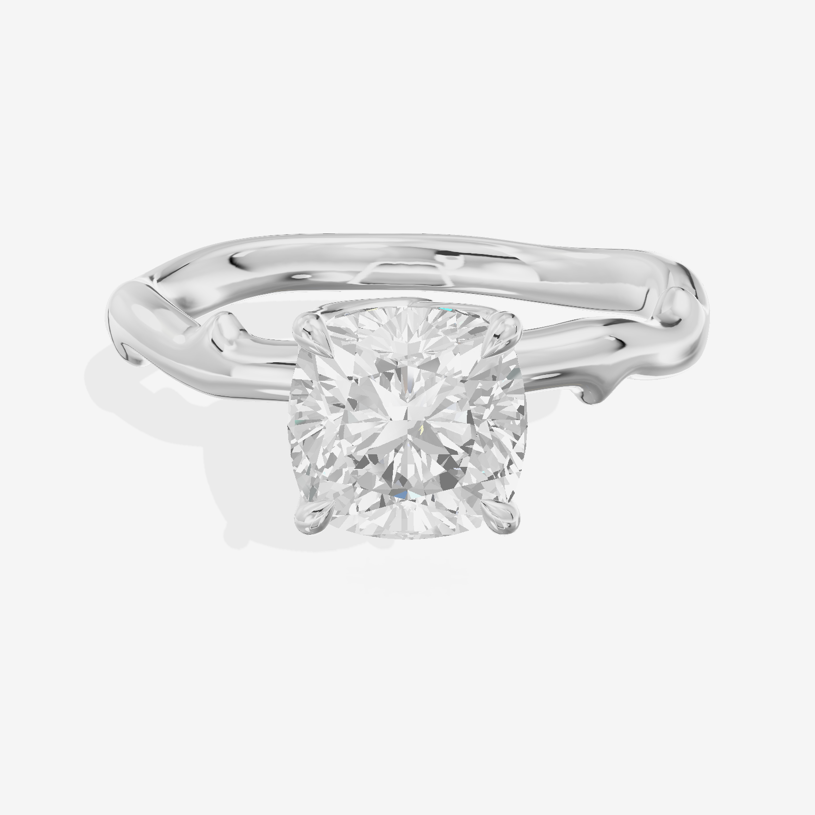Vowsae Cathedral 2.2mm Cushion Solitaire Engagement Ring in 14K White Gold