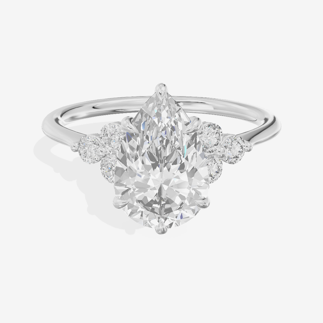 Luxe Trueheart Pear Engagement Ring with Side Stones (1/5 ct. tw.) in 14K White Gold