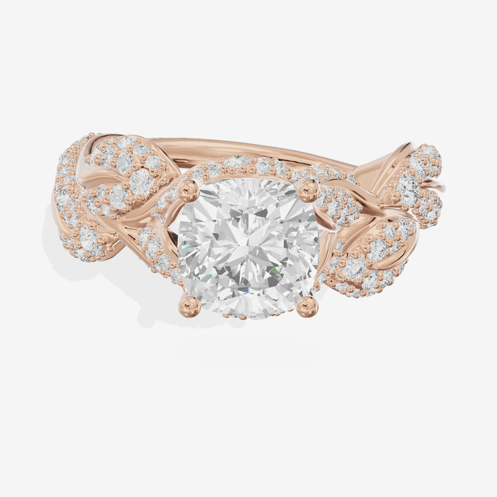 Luxe Eversince Cushion Engagement Ring with Side Stones (1/2 ct. tw.) in 18K Rose Gold