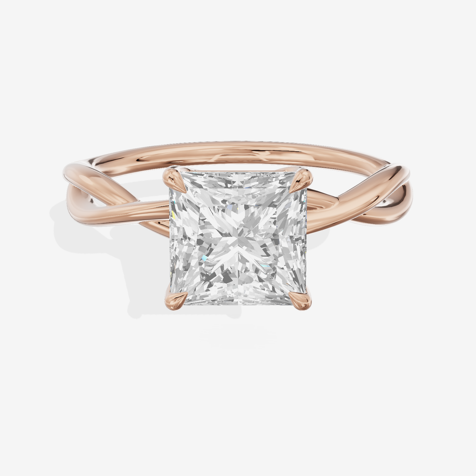 Twined Sincere Princess Twisted Engagement Ring in 14K Rose Gold