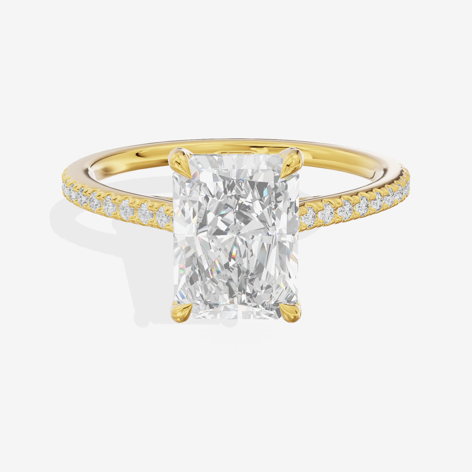 Luxe Aimora Radiant Engagement Ring with Side Stones (1/4 ct. tw.) in 14K Yellow Gold