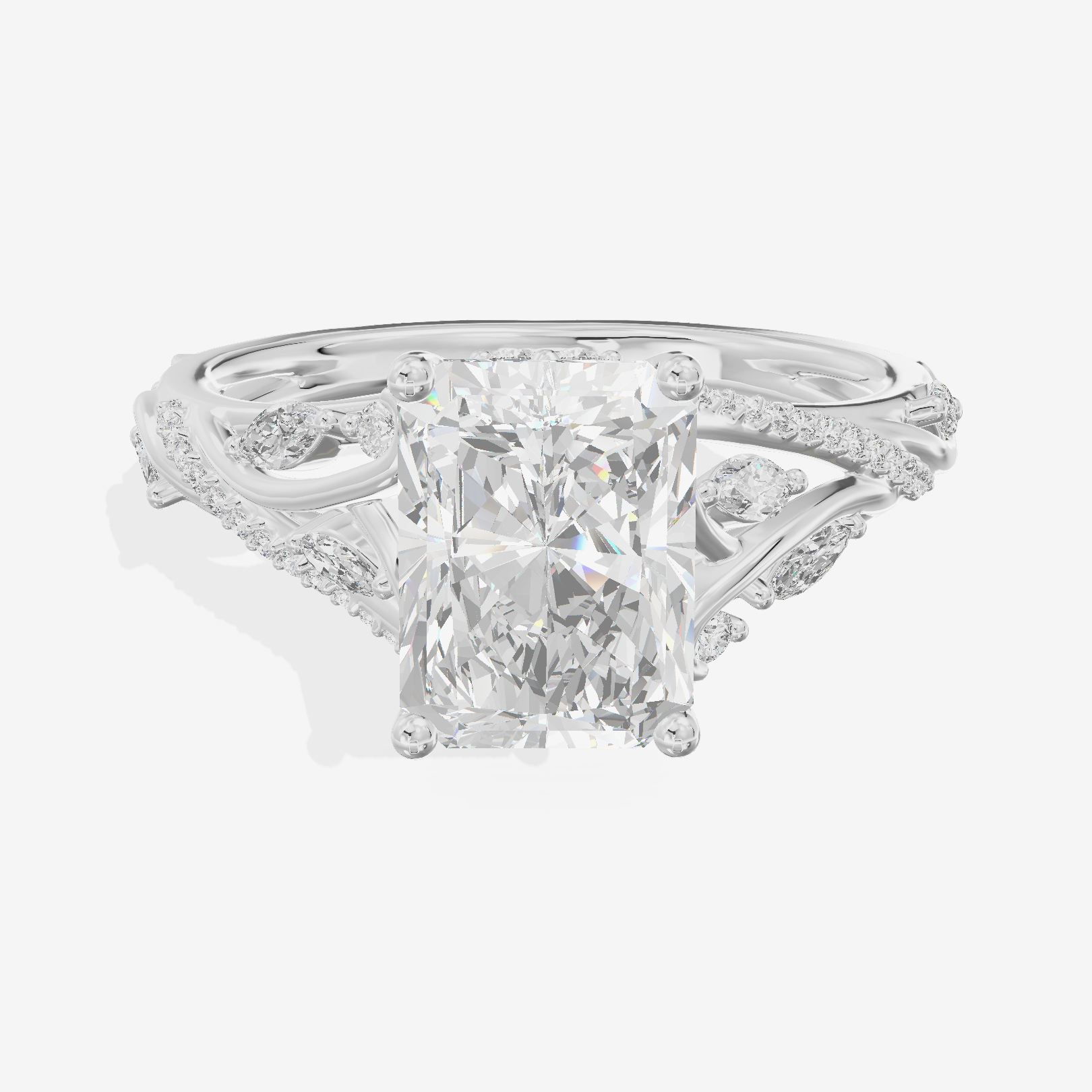 Twined Lumera Radiant Twisted Engagement Ring (1/2 ct. tw.) in Platinum