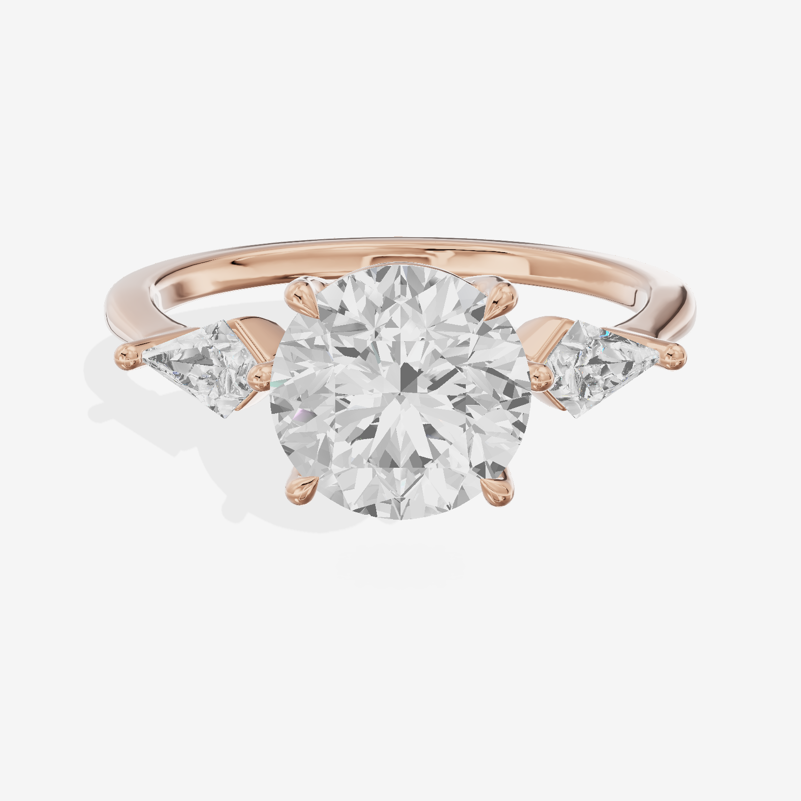 Luxe Maia Three Stone Round Engagement Ring (1/3 ct. tw.) in 18K Rose Gold