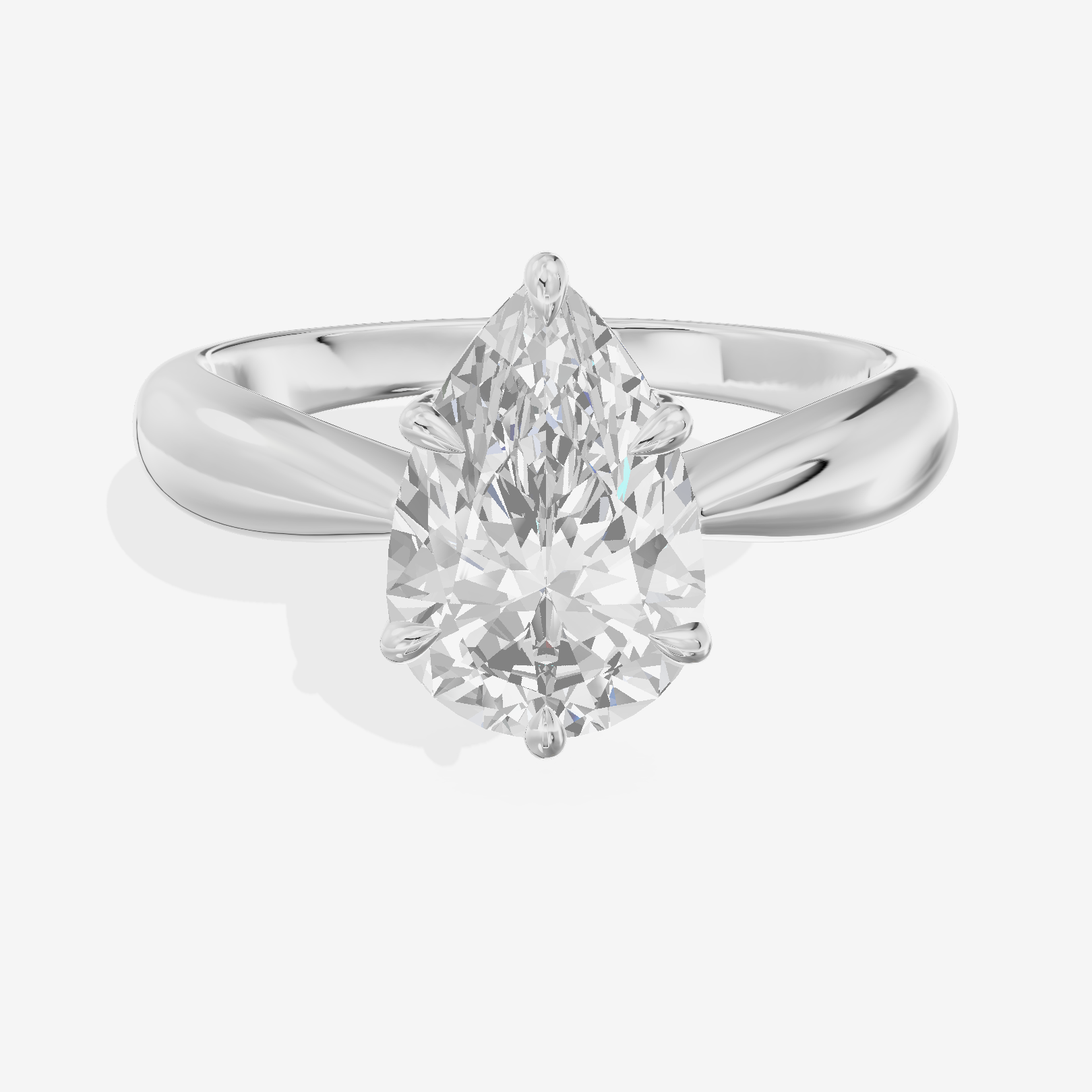 Aimora Trellis 2mm Pear Solitaire Engagement Ring in 18K White Gold