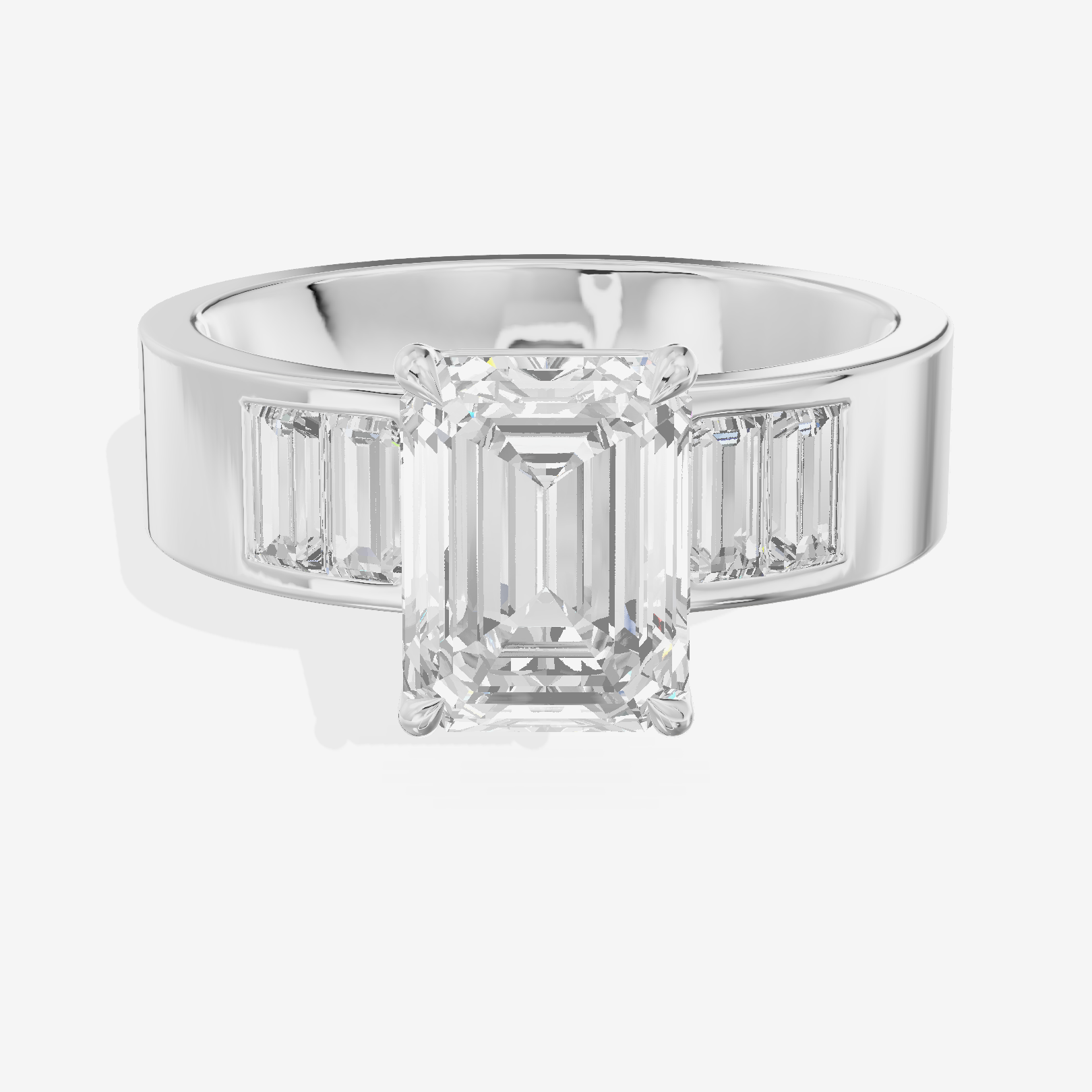 Grand Sincere Emerald Engagement Ring with Side Stones (3/5 ct. tw.) in 14K White Gold