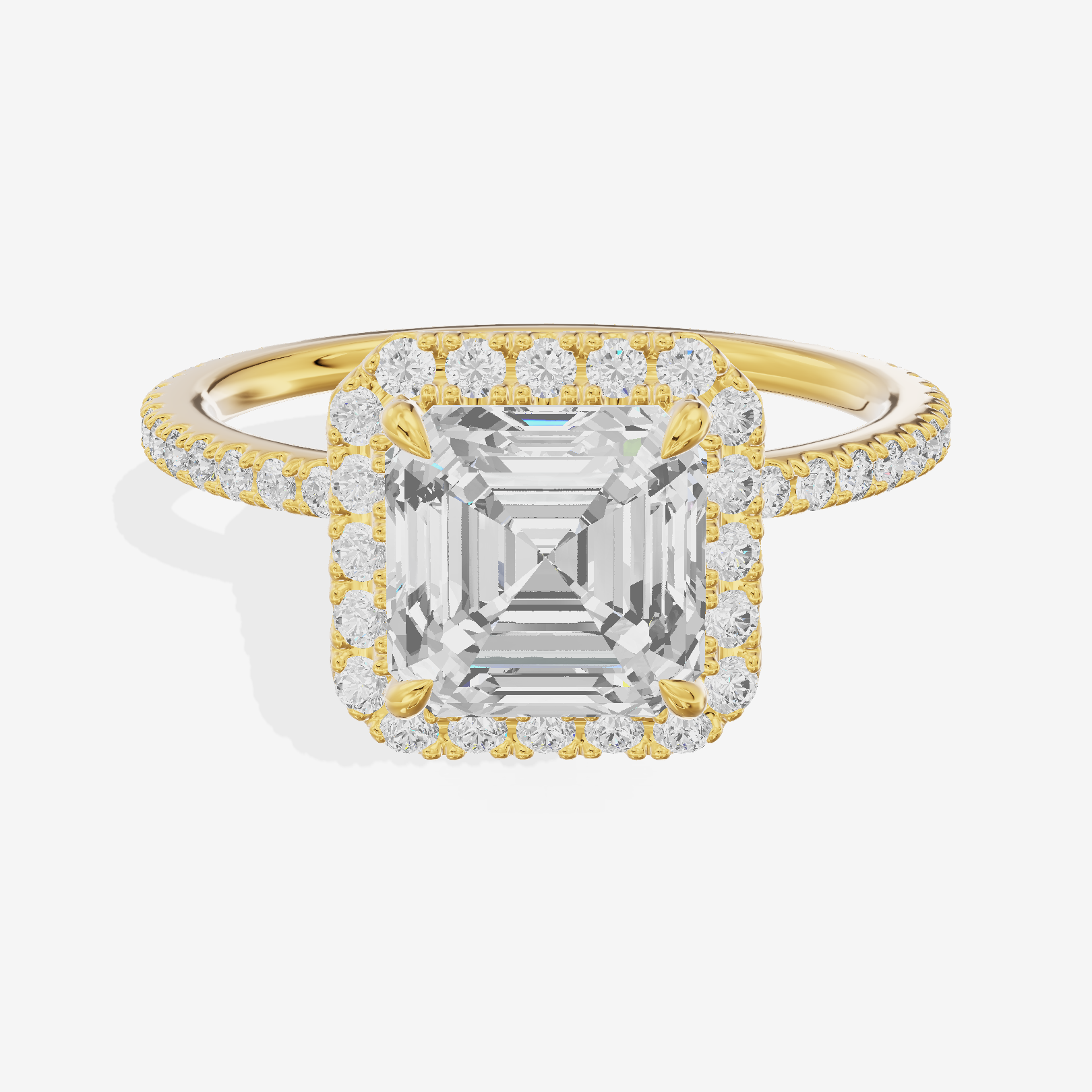 Selenia Asscher Hidden Halo Engagement Ring (1/6 ct. tw.) in 18K Yellow Gold