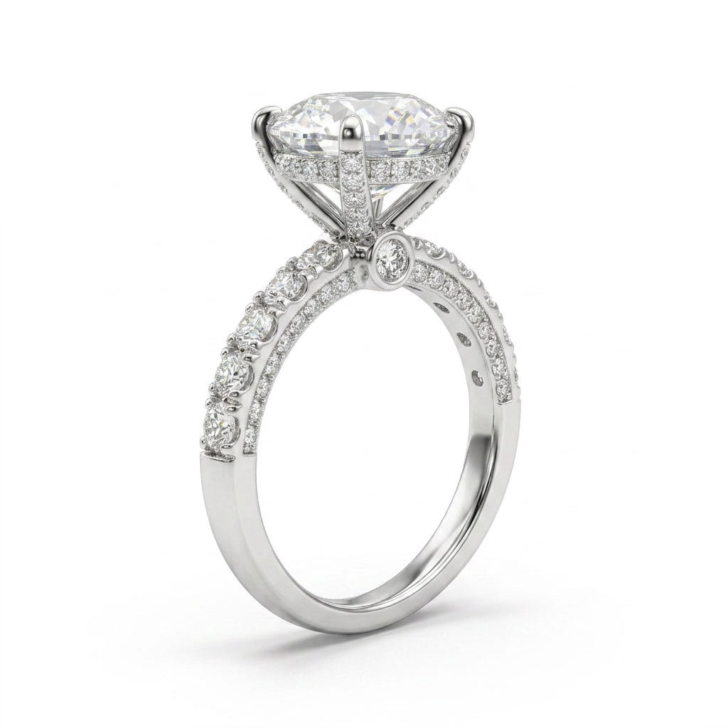 Cathedral Pavé Round Engagement Ring (2.01 ct. tw.) in Platinum