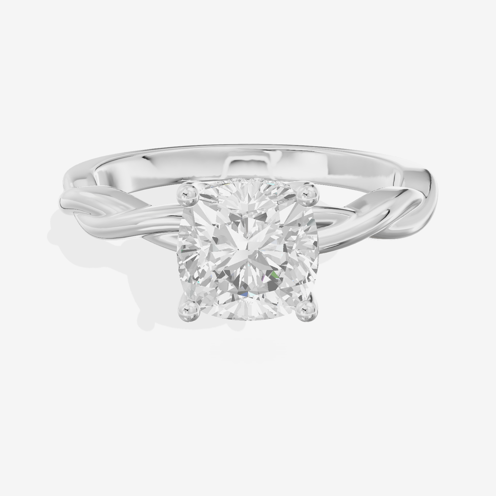 Twine Hidden Halo Cushion Engagement Ring (1/20 ct. tw.) in 14K White Gold