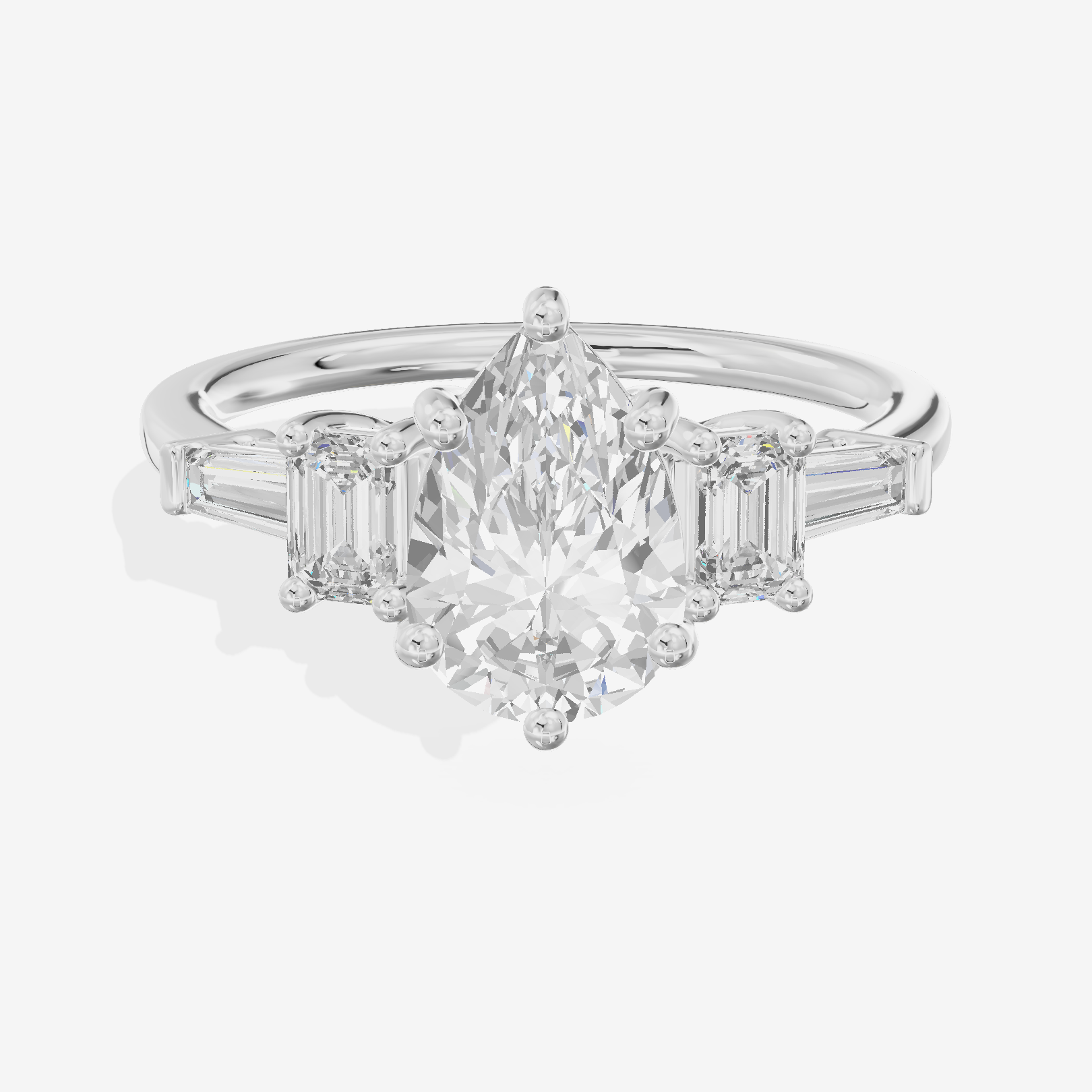 Vowsae Five Stone Pear Engagement Ring (3/4 ct. tw.) in Platinum
