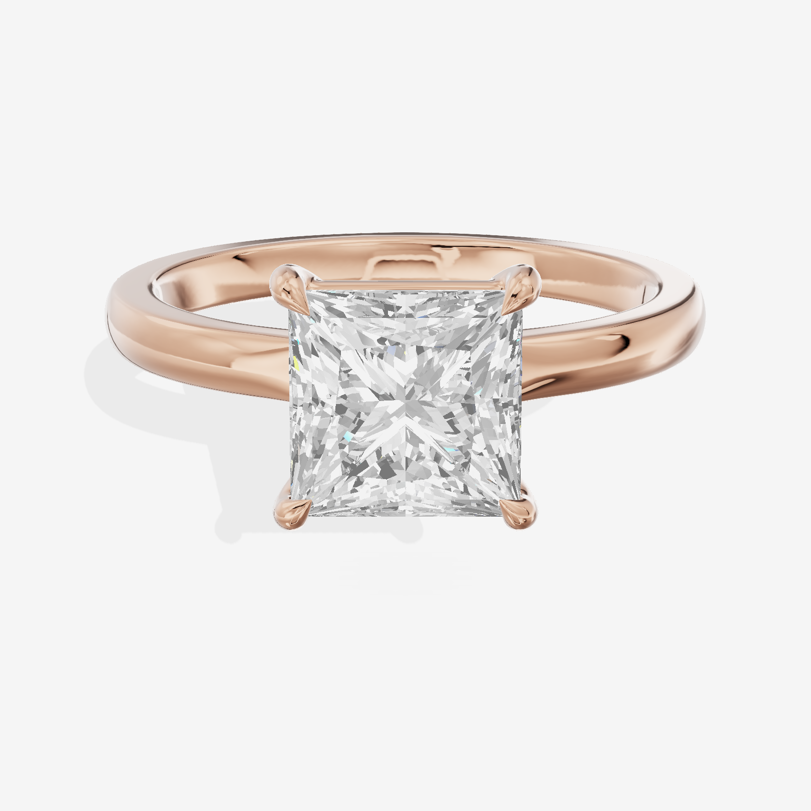 Lumina Ring 2mm Princess Solitaire Engagement Ring in 18K Rose Gold