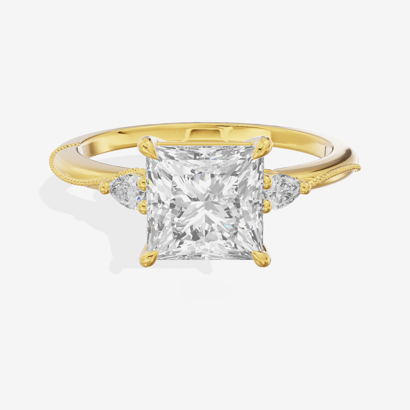 Promezza Three Stone Princess Engagement Ring (1/10 ct. tw.) in 14K Yellow Gold