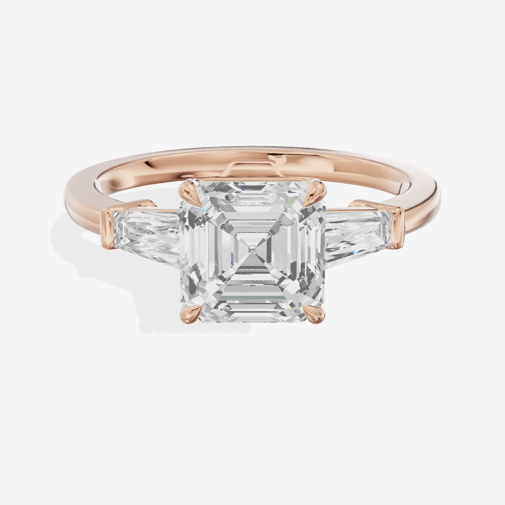 Vintage Coeurine Three Stone Asscher Engagement Ring (1/2 ct. tw.) in 18K Rose Gold