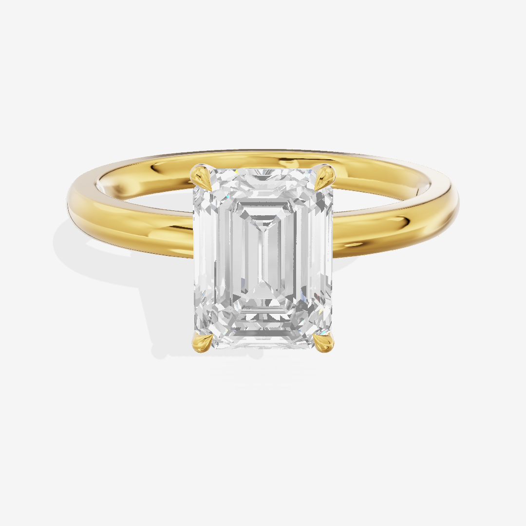 Petite Tender 2mm Emerald Solitaire Engagement Ring in 18K Yellow Gold
