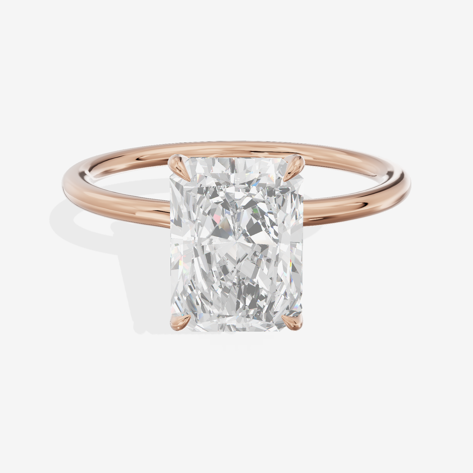 Classic Mayrelle 1.8mm Radiant Solitaire Engagement Ring in 14K Rose Gold