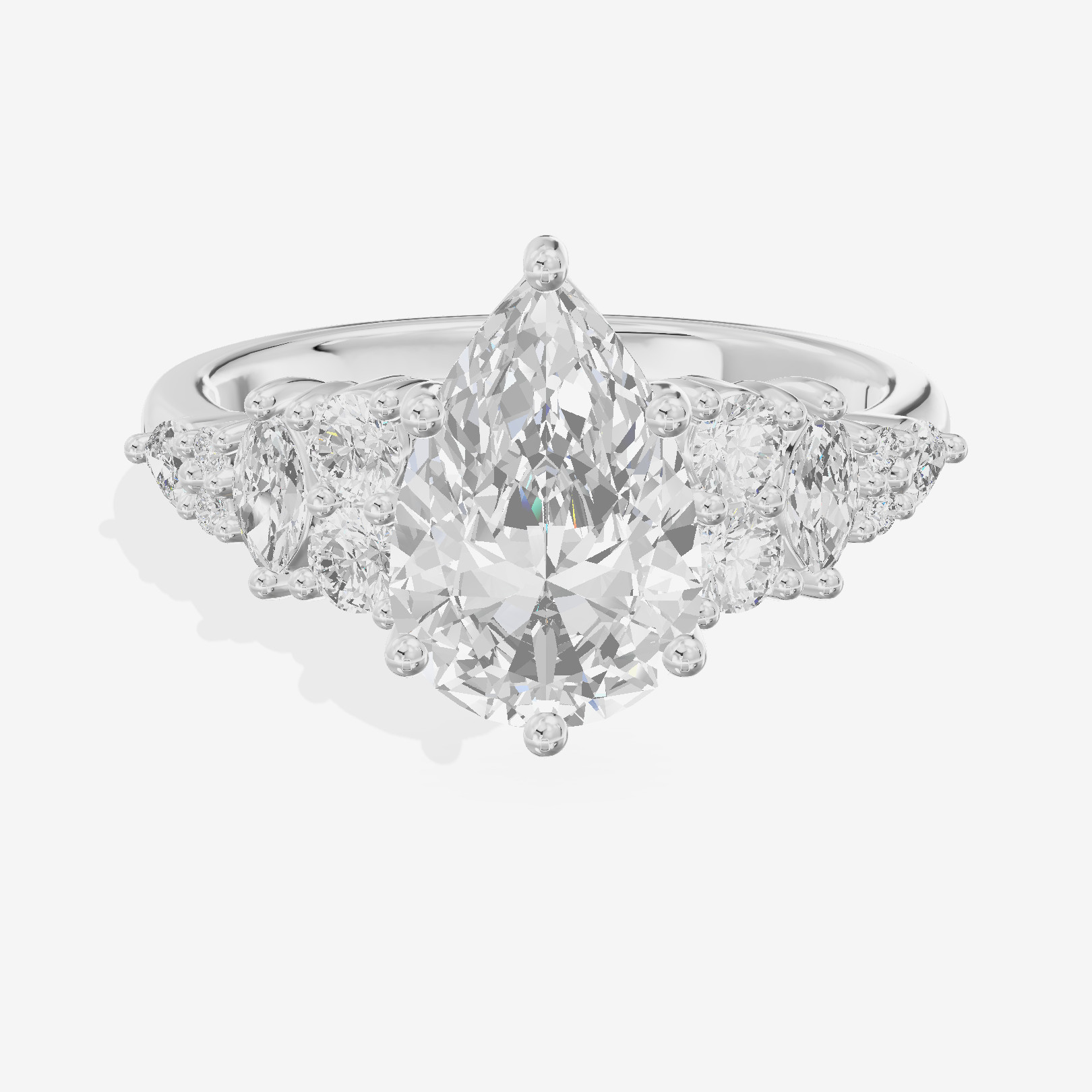 Modern Whisper Pear Engagement Ring with Side Stones (2/5 ct. tw.) in Platinum