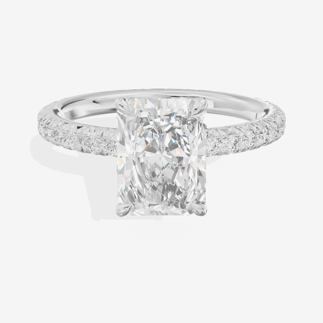 Tender Whisper Radiant Engagement Ring with Side Stones (1/6 ct. tw.) in Platinum